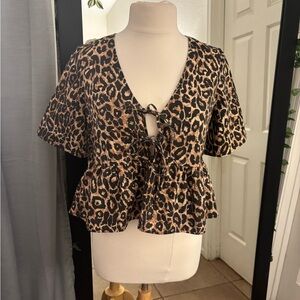 Vero Moda Animal Print Tie-Front Blouse